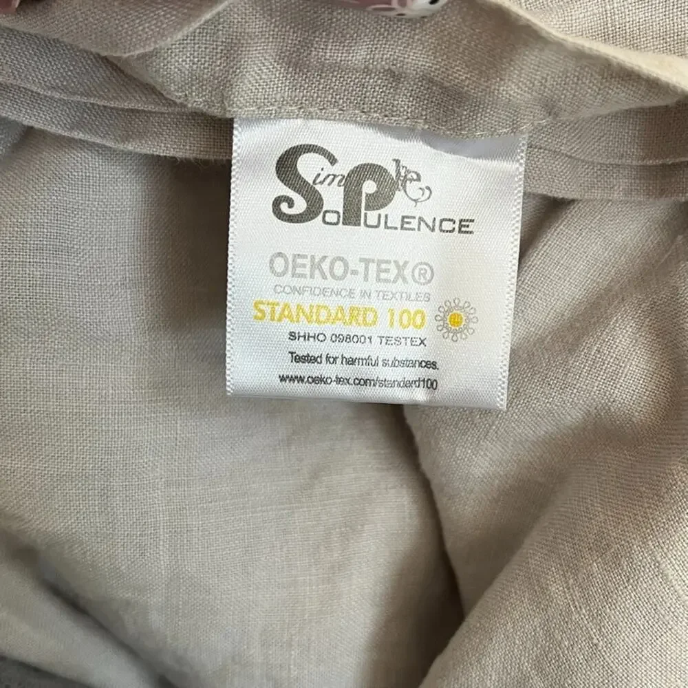 Simple Opulence 100% Linen Duvet Cover Queen Taupe Ruffled Edge Button Close